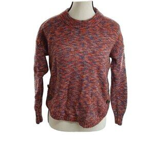 Madewell Womens Size XXS Wool Blend Sweater Red Multicolor Knit Long Sleeve